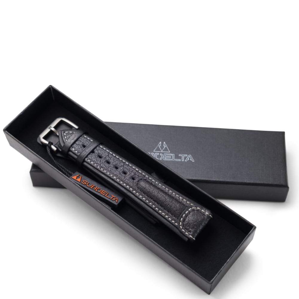 22 mm Black Pilot Strap Buffalo Leather