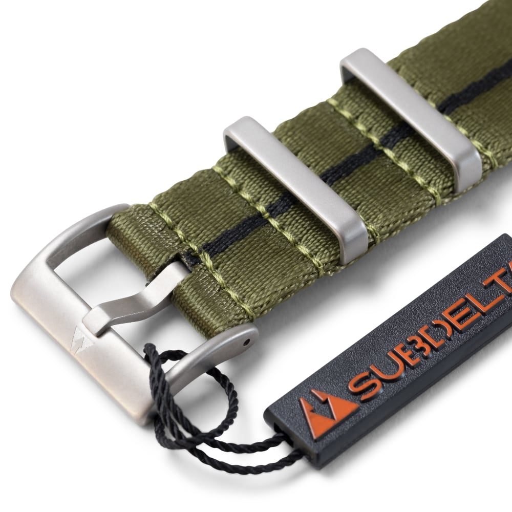 22 mm Seatbelt Singlepass NATO Band grün / grau