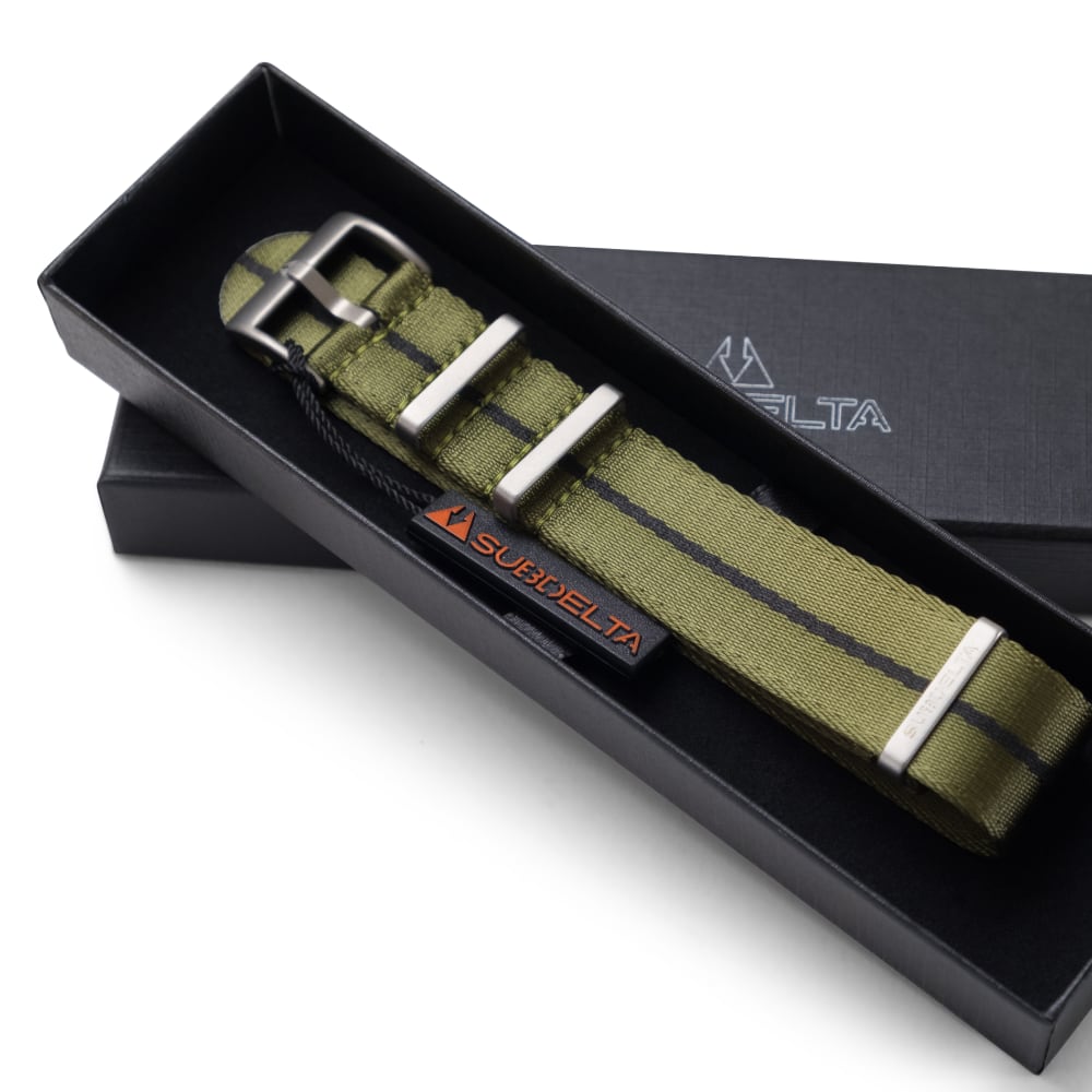 22 mm Seatbelt Singlepass NATO Band grün / grau