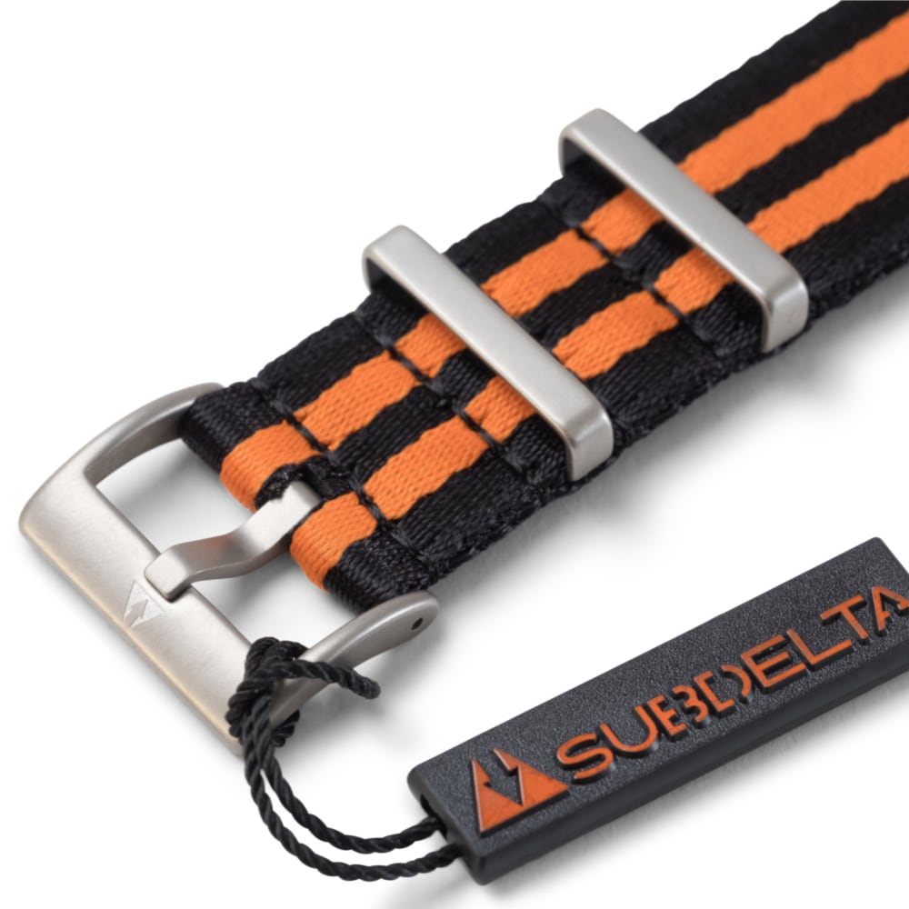 22 mm Seatbelt Singlepass Natoband orange schwarz Bond