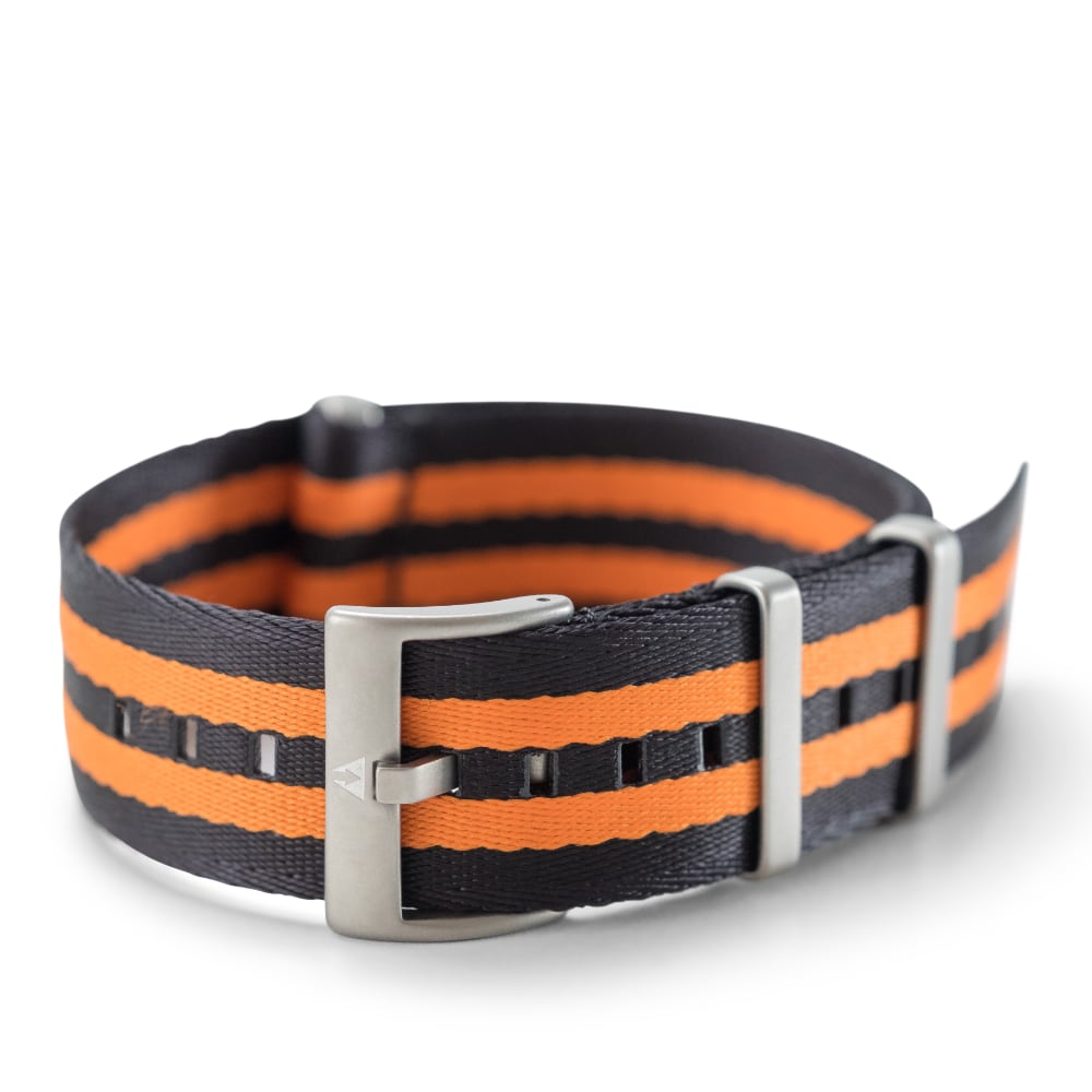 22 mm Seatbelt Singlepass Natoband orange schwarz Bond
