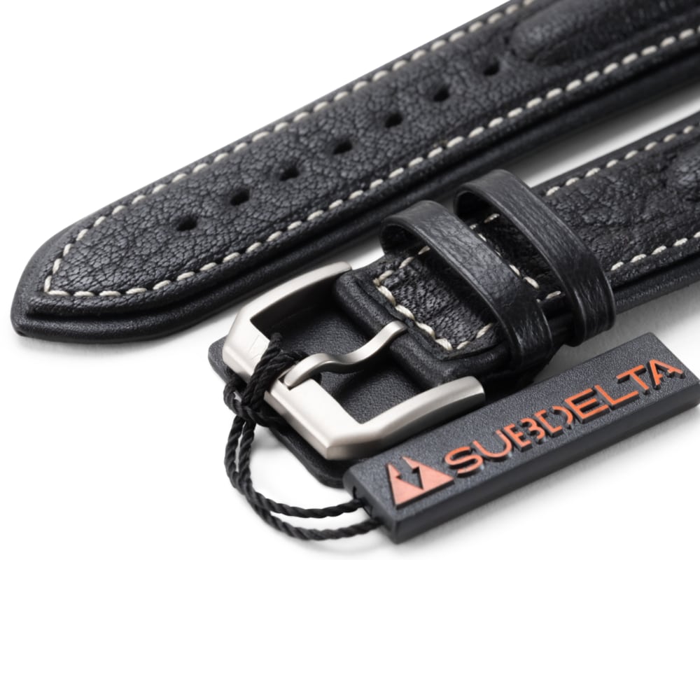 22 mm Black Pilot Strap Buffalo Leather