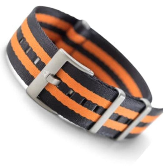 22 mm Seatbelt Singlepass Natoband orange schwarz Bond
